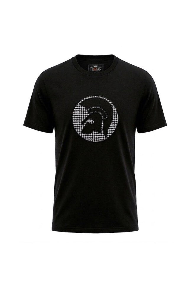 TROJAN | Applique Houndstooth Jacquard T-Shirt — Black (TR/9138)