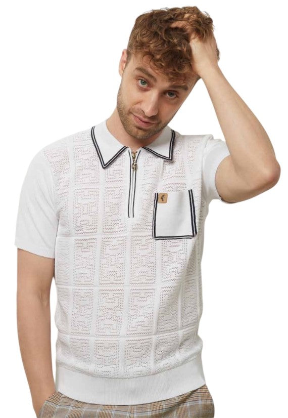 GABICCI Knitted Polo Shirt - Marr / White - V54GM06
