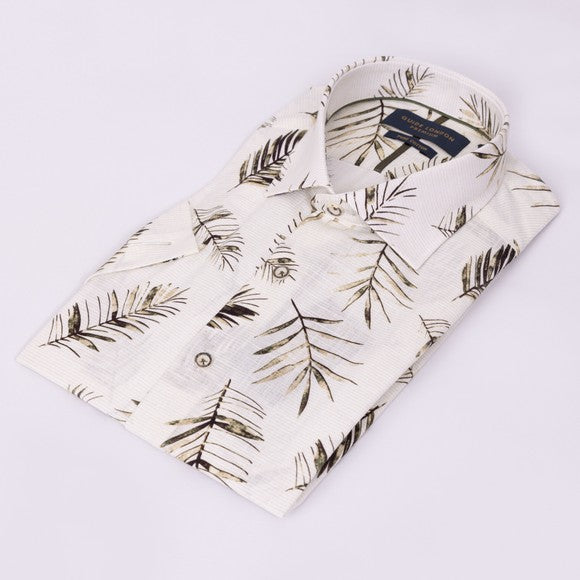GUIDE London Summer Short-Sleeve Shirt / Green Leaves - HS2832