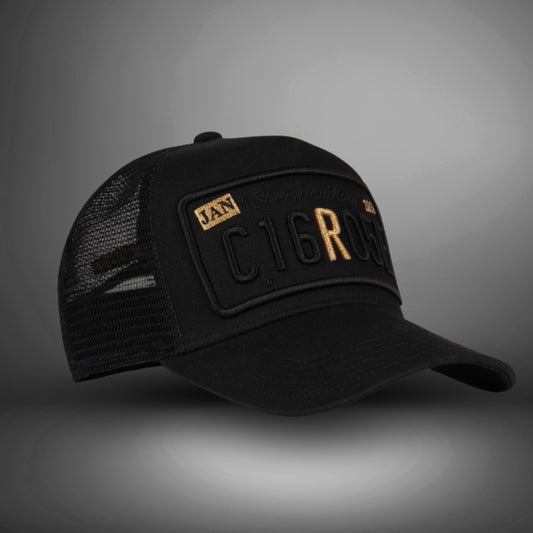 CHRISTIAN ROSE Two Tone Caps / Black/ Gold - CR024BG