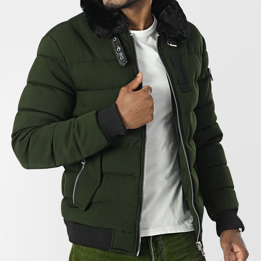 KYMAXX Fur Collar Down Jacket | Army Green - 271-58