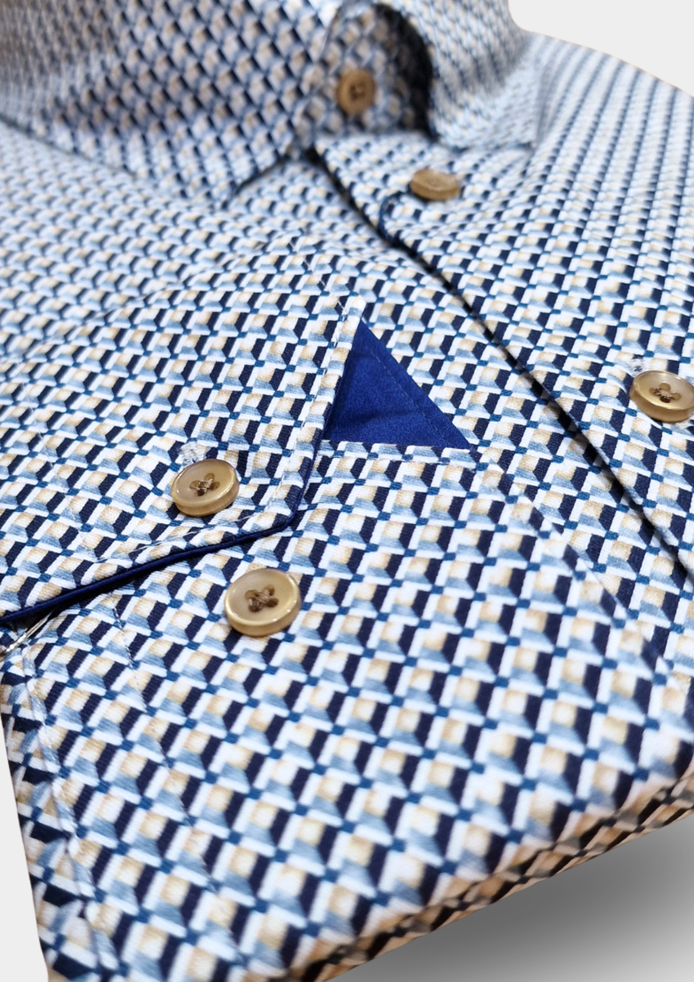 GIORDANO - Geometric Micro Print Shirt | Navy/Blue - 627873-60