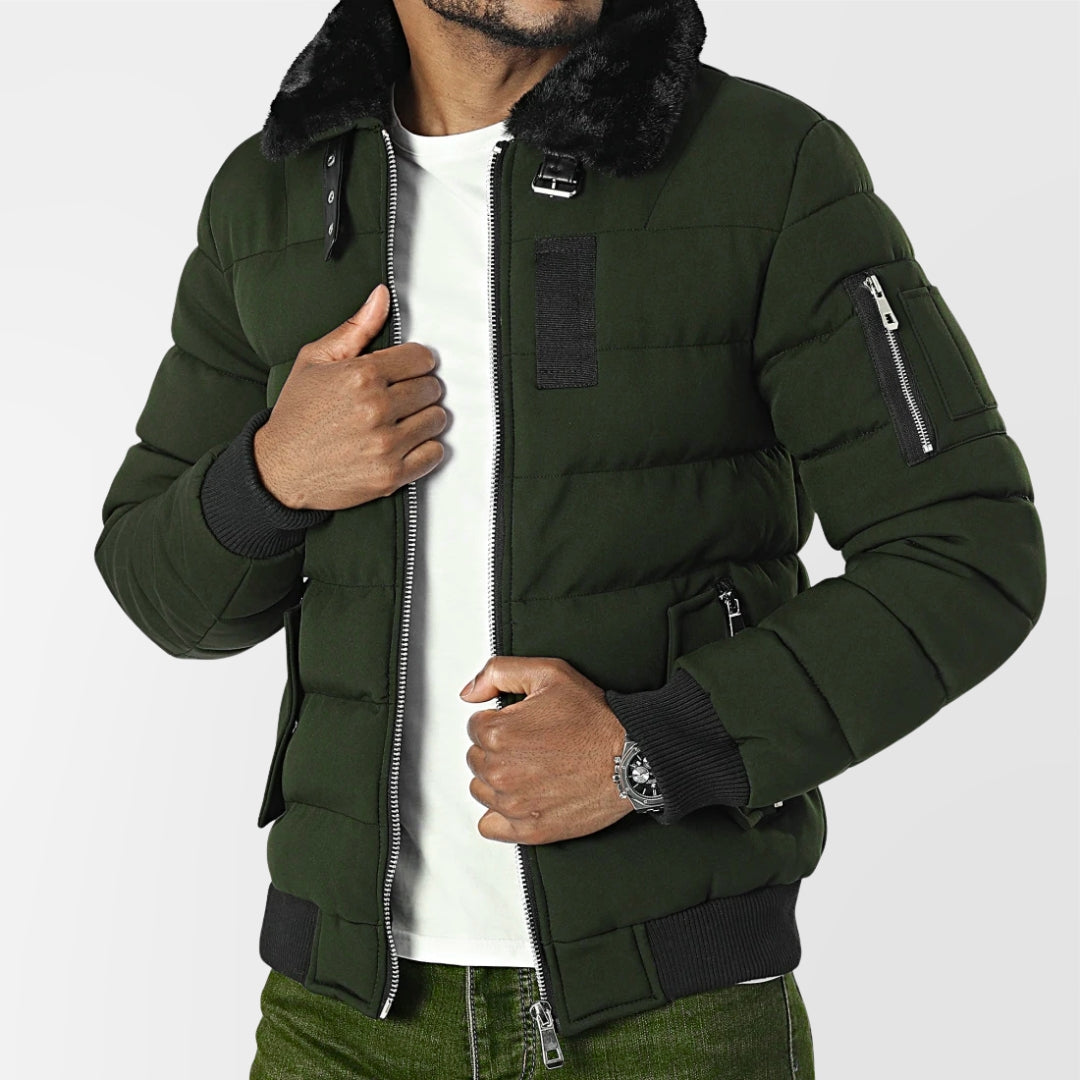 KYMAXX Fur Collar Down Jacket | Army Green - 271-58