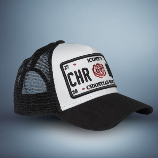 CHRISTIAN ROSE Red Rose Caps / Black / White / Red - CR019WBR