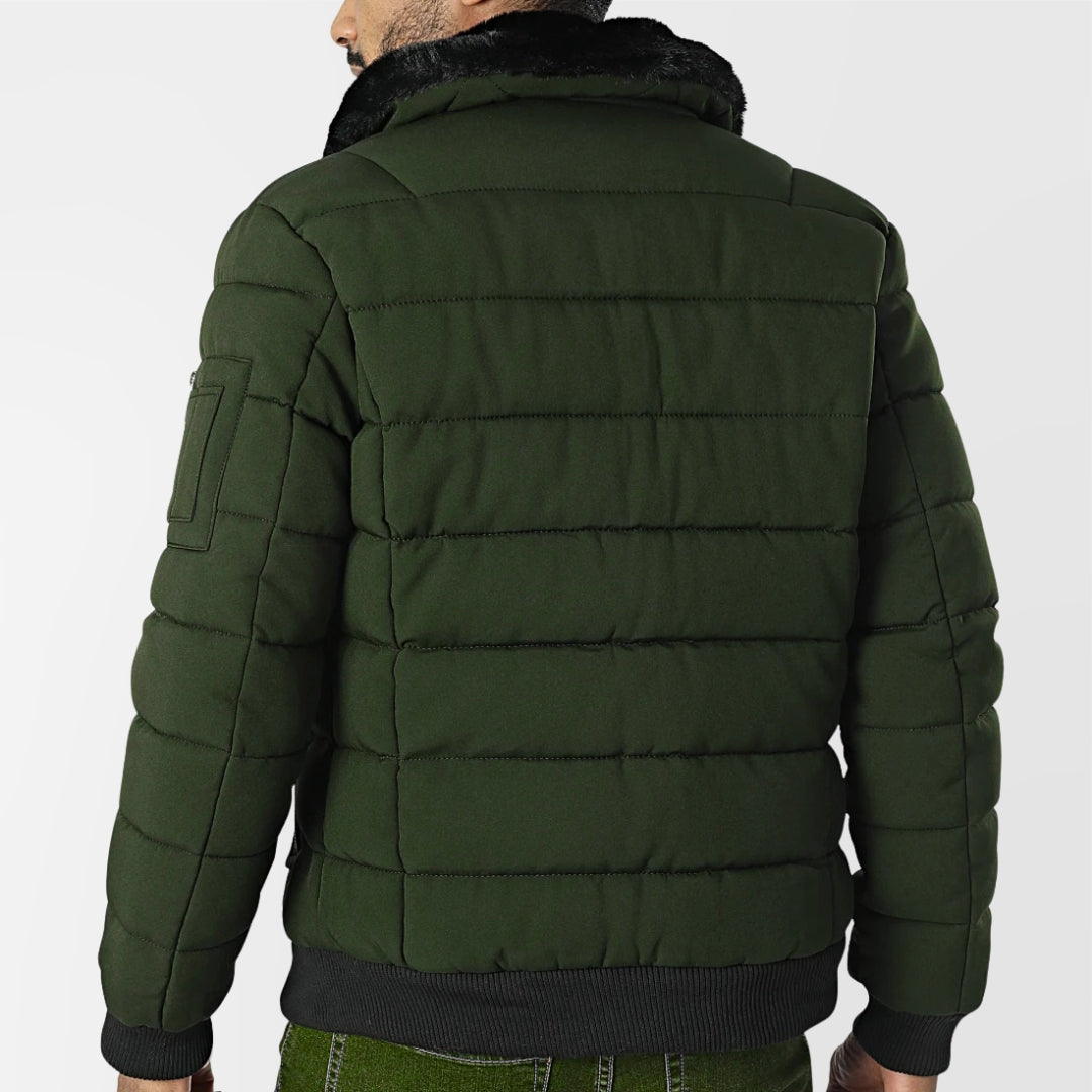 KYMAXX Fur Collar Down Jacket | Army Green - 271-58