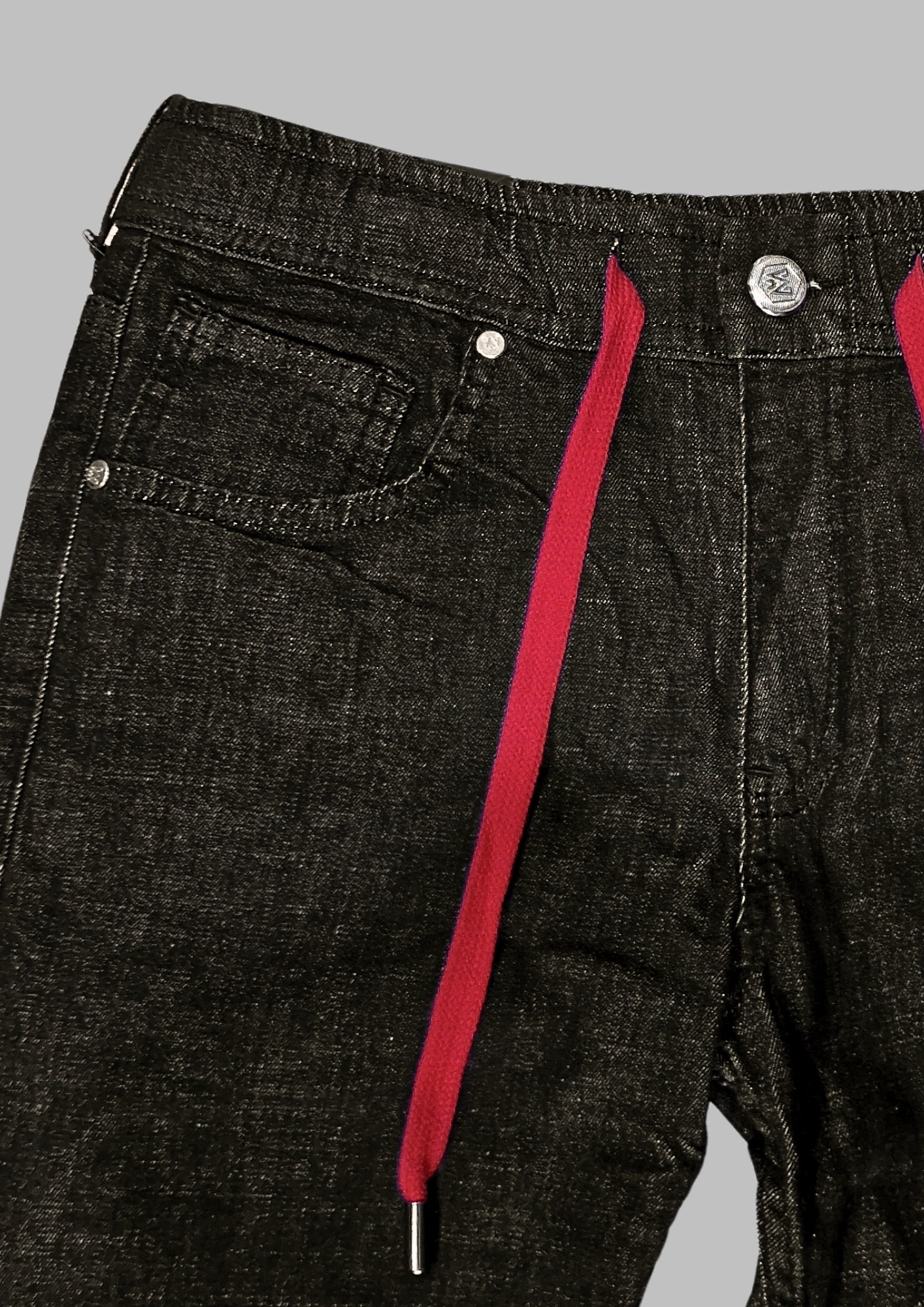 MARIO MORATO Drawstring Black Denim Jeans