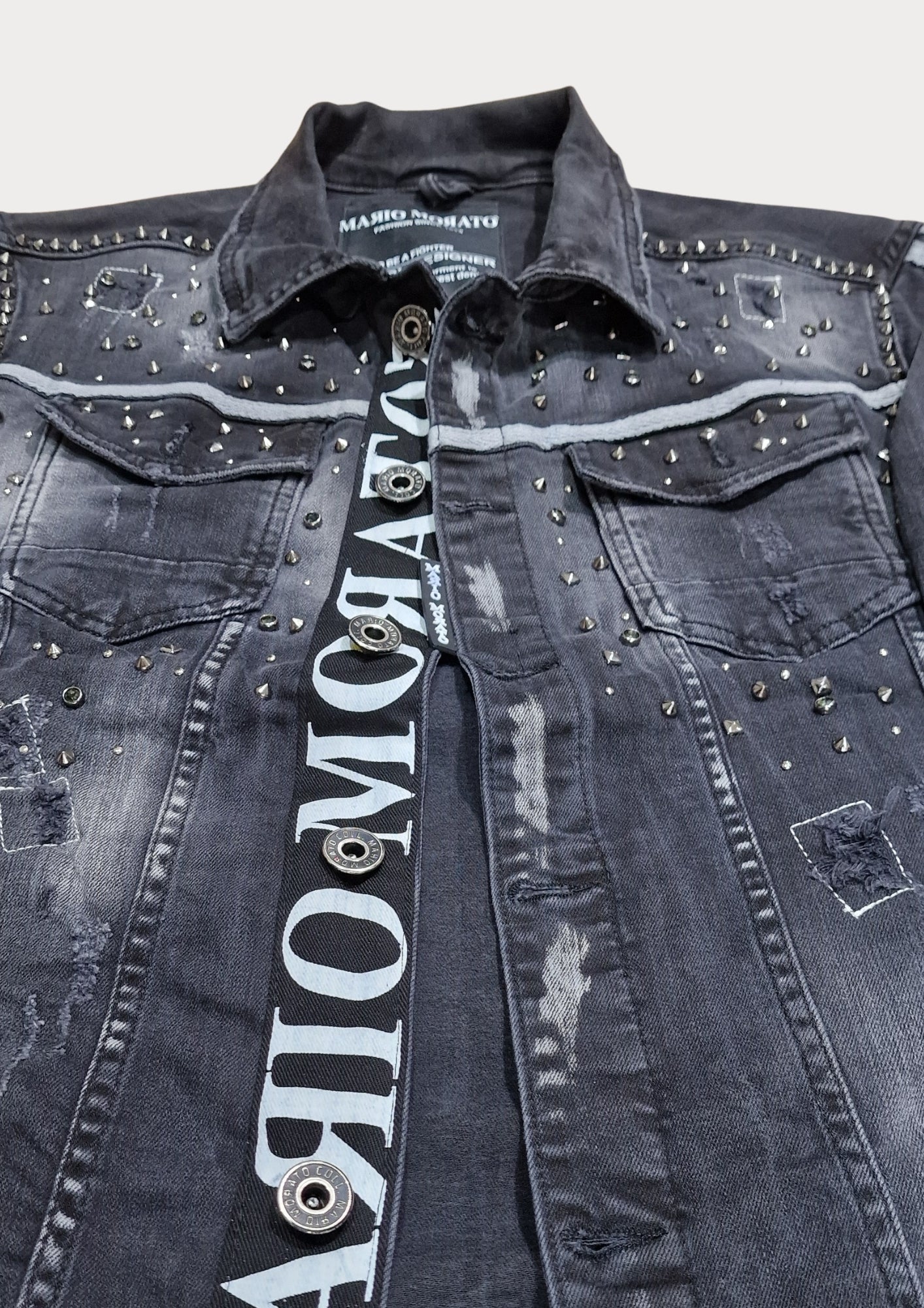 MARIO MORATO Denim Jacket - 2629-A - Dark Grey Studded