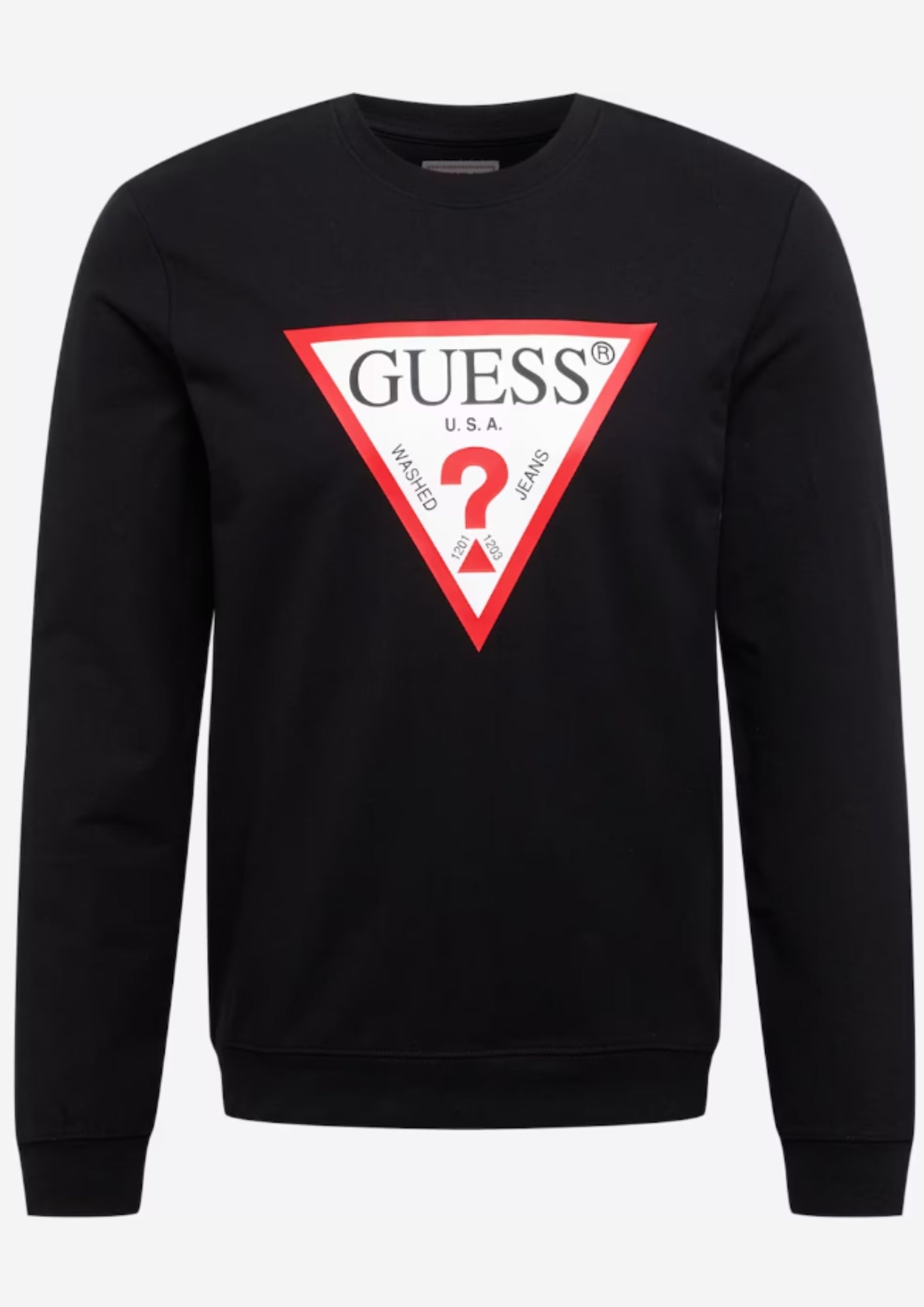 Guess Audley Classic Logo Crew Neck Sweatshirt – Men's Black