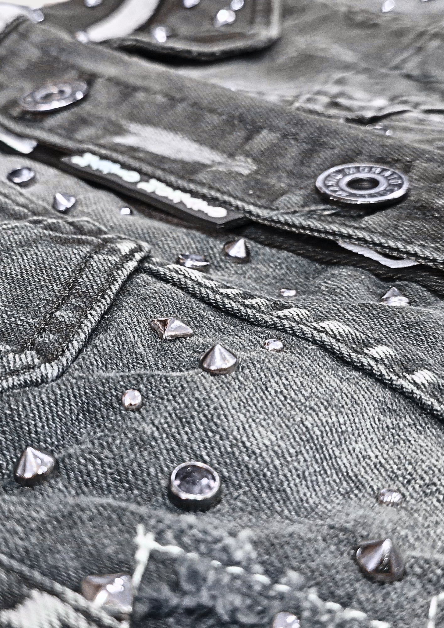 MARIO MORATO Denim Jacket - 2629-A - Dark Grey Studded