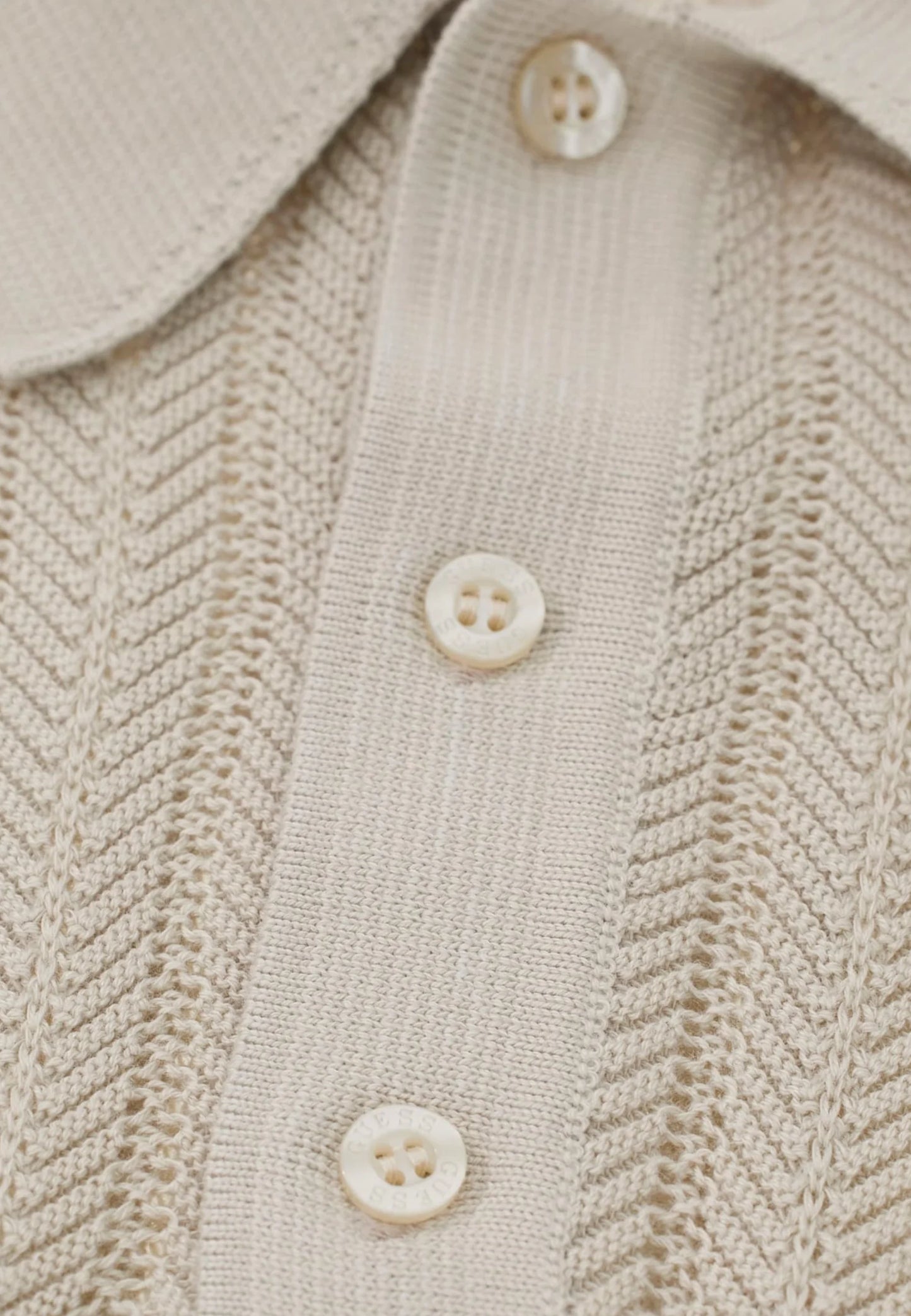 Guess Lonny Lonny Polo SS Harringbone Knit Polo shirt | Beige-Chiaro- M6GR05 Z0558