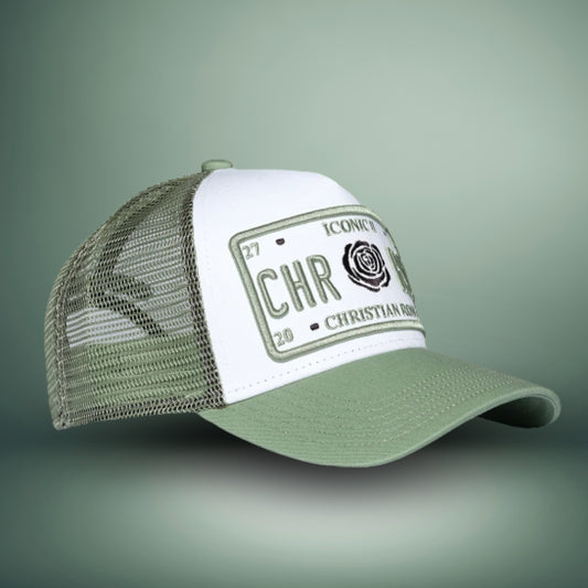 CHRISTIAN ROSE Iconic Caps / Sage / White - CR004SW