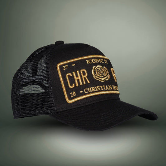 CHRISTIAN ROSE Iconic Caps / Black / Gold - CR004BG