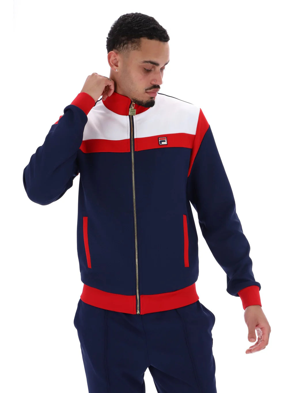 FILA - Cruz Colour Blocked Archive Track Jacket - Navy/Red/White- FW23MH019 410