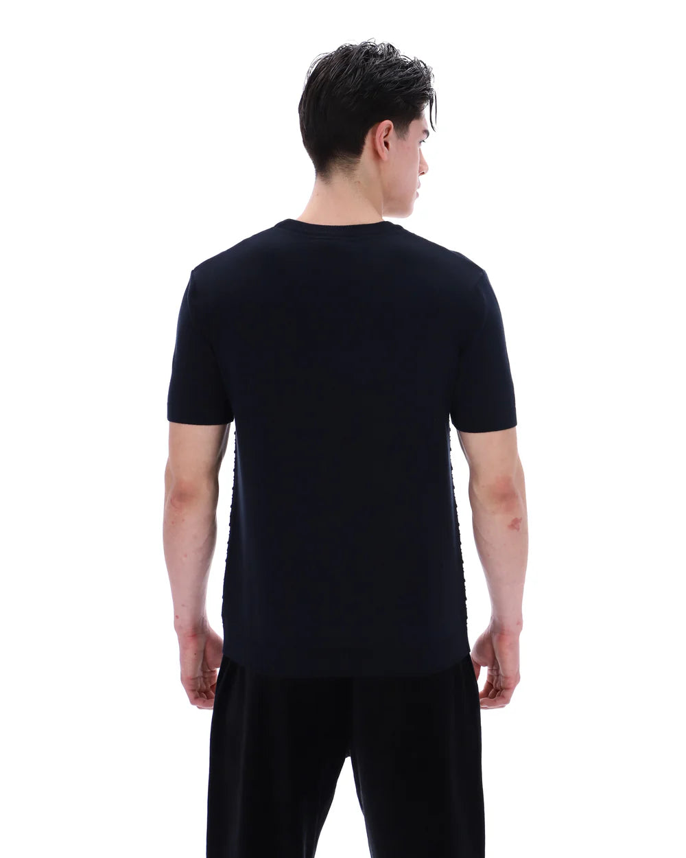 Black Fila Don Textures knitted T-shirt by Clique featuring textured knit fabric and classic fit, casual and stylish for everyday wear.