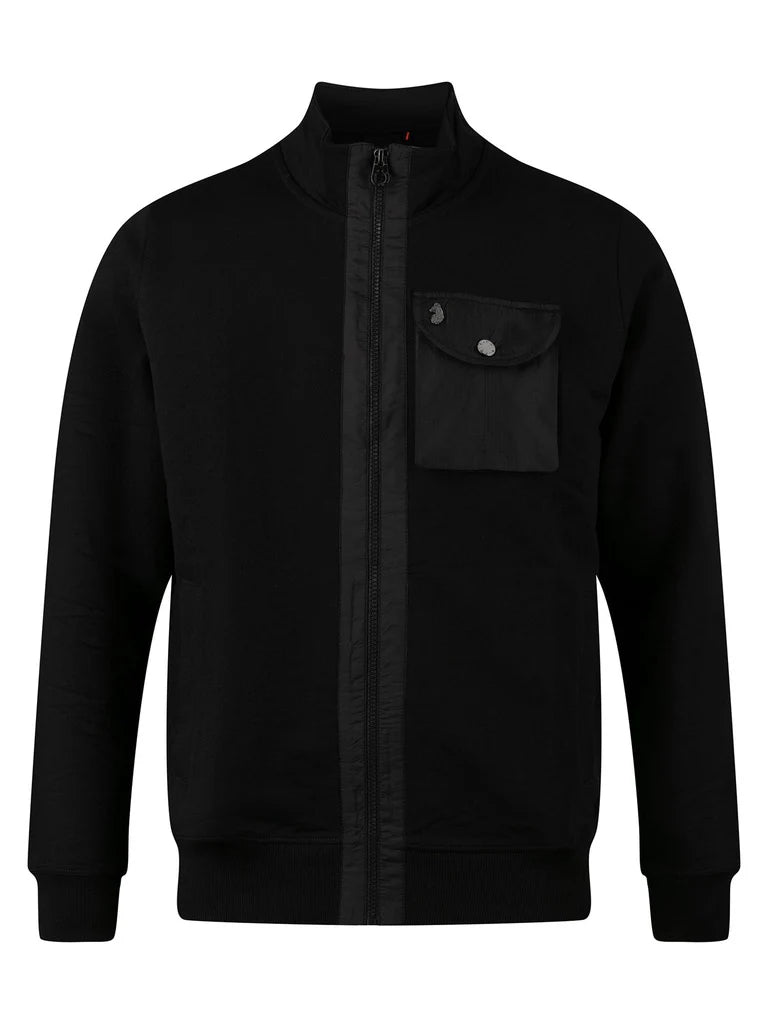 Luke 1977 Sutton Contrast Pocket Funnel Full Zip Jumper - Black