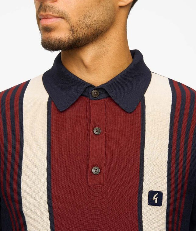 Gabicci Searle - Long Sleeve Knitted Polo | Navy - V55GM00