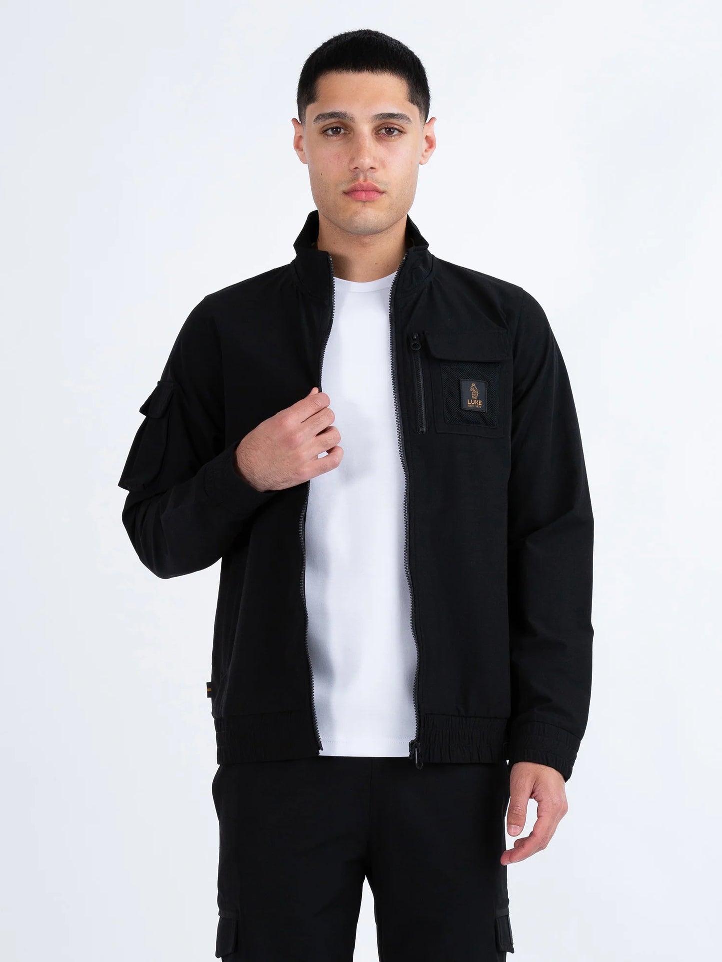 LUKE Crater Technical Zip-Through Utility Jacket | Black - M730752