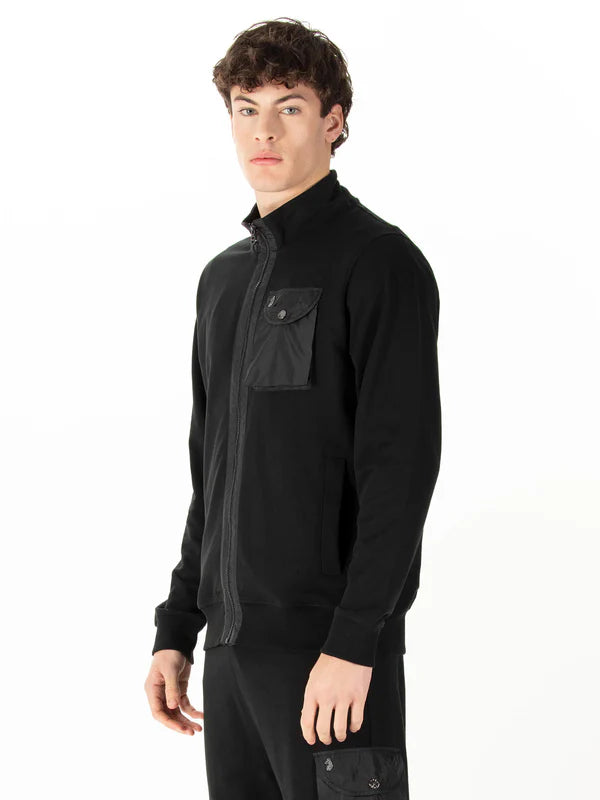 Luke 1977 Sutton Contrast Pocket Funnel Full Zip Jumper - Black