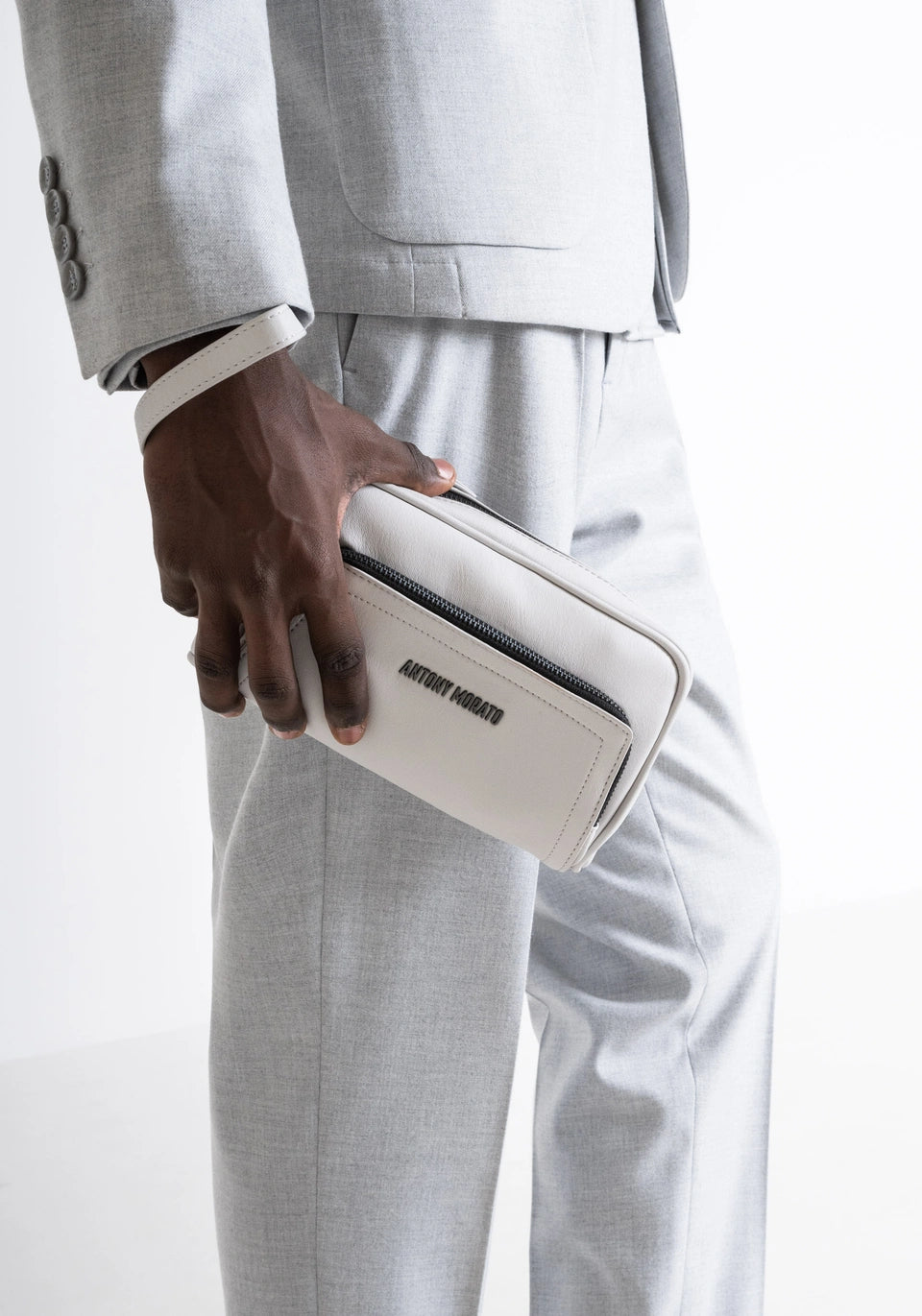 ANTONY MORATO Faux Leather Pouch Pochette Bag | Ice - MMAB00419/FA210080