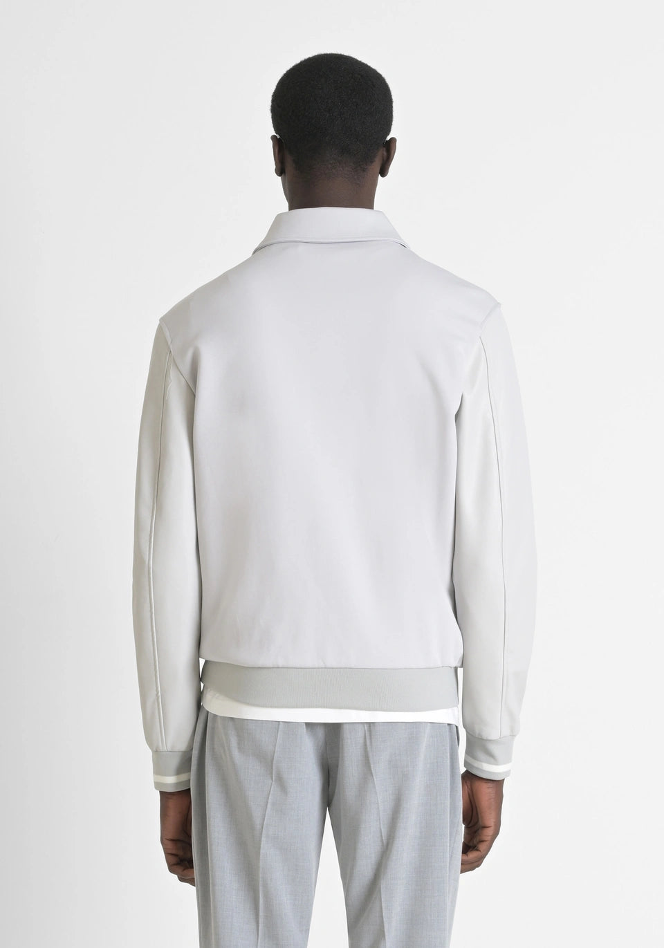Antony Morato - REGULAR FIT SWEATSHIRT IN COTTON BLEND WITH FAUX LEATHER / Ice - MMFL01047-FA150178-1013