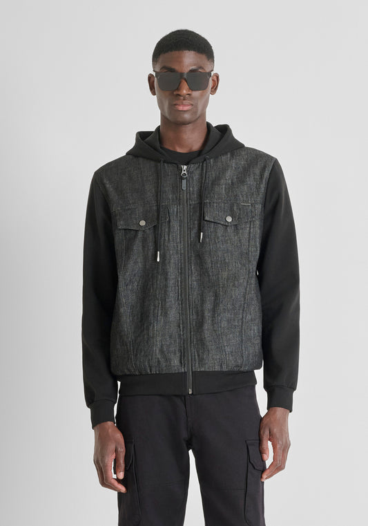 Antony Morato Regular Fit - Zip Sweatshirt Cotton Blend | Black - MMFL01075-FA150168-9000