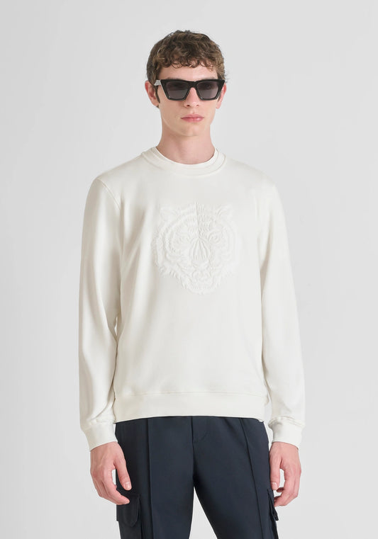 ANTONY MORATO - Tiger Print Crew Neck Sweatshirt | White - MMFL01088-FA150222-1011