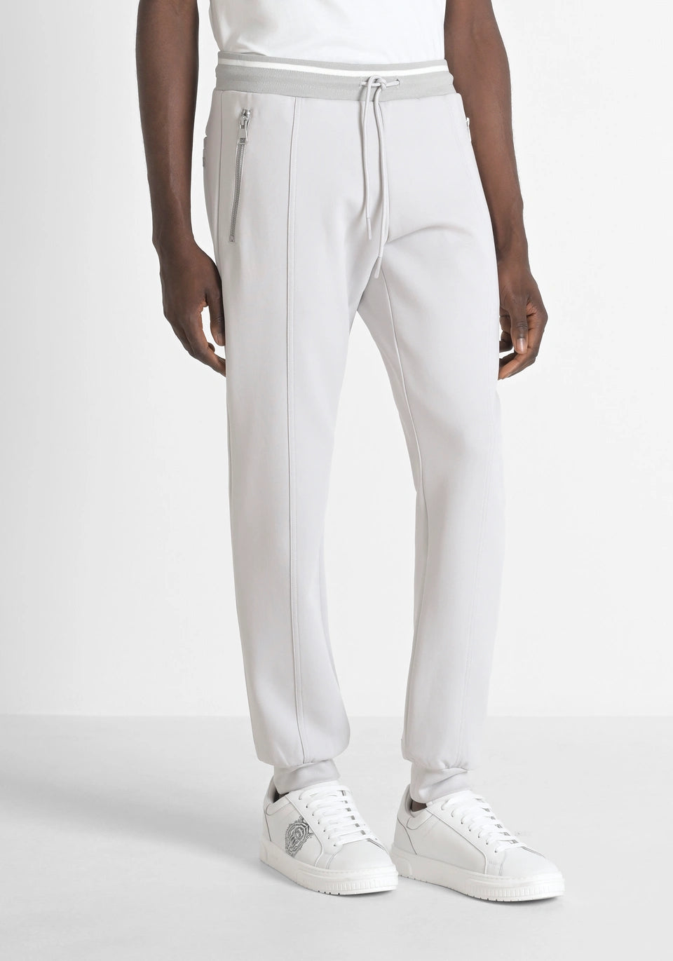 Antony Morato - JAKARTA SLIM-FIT COTTON TROUSERS WITH PRINTED LOGO / Ice - MMFP00408-FA150178-1013