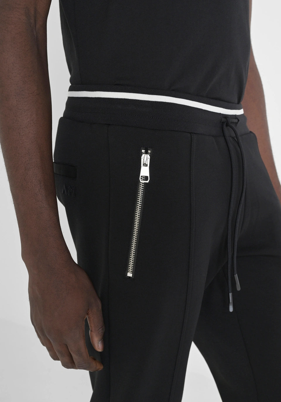 Antony Morato - JAKARTA SLIM-FIT COTTON TROUSERS WITH PRINTED LOGO / Black - MMFP00408-FA150178-9000