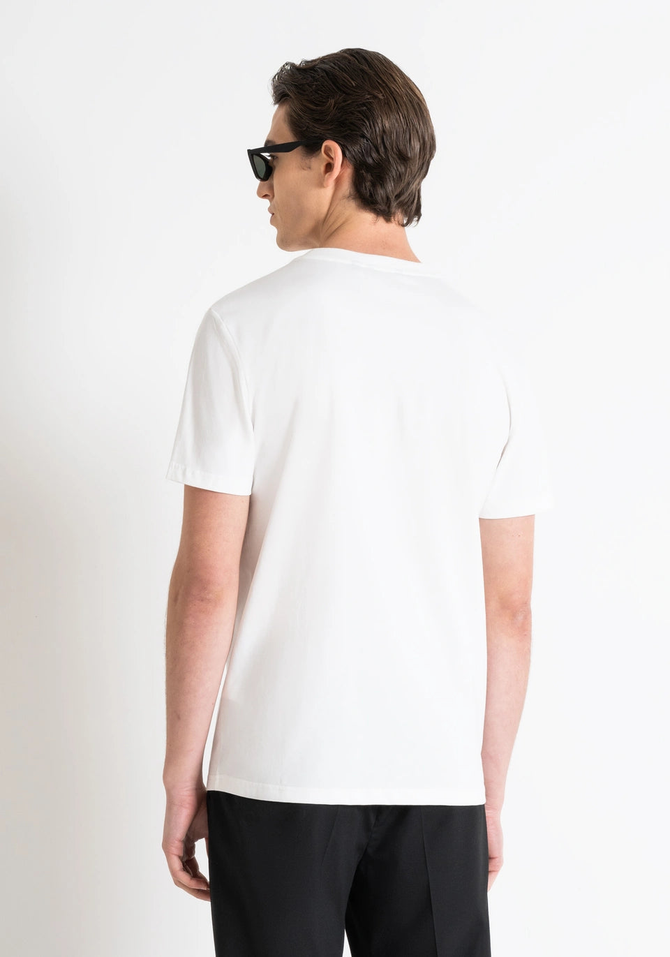 Antony Morato Slim Fit Cotton T-shirt | Cream - Matt Plastic Logo PRINT - MMKS02407 - 1011