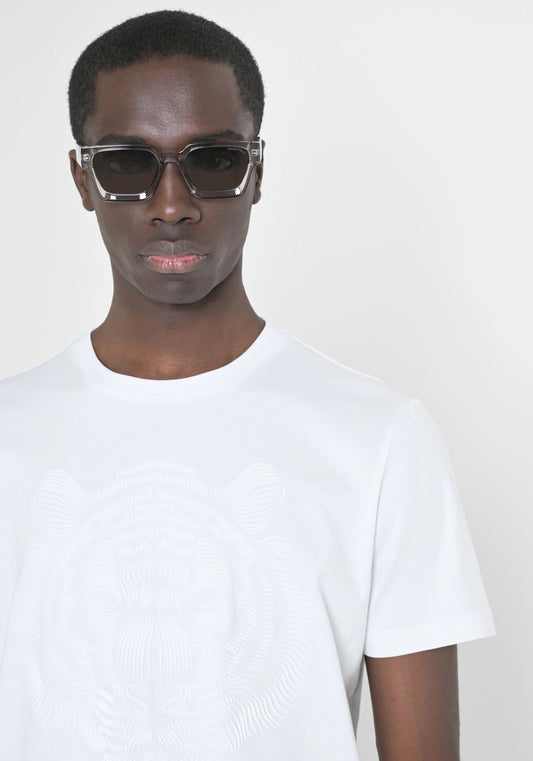 Antony Morato - KNITWEAR  REGULAR FIT COTTON JERSEY T-SHIRT WITH TIGER PRINT / Cream- MMKS02463-FA100240-1011