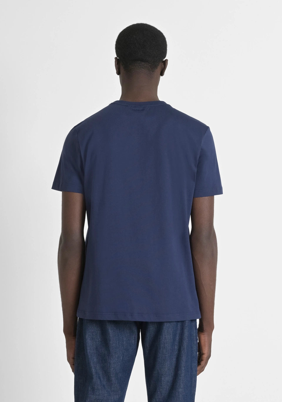 Antony Morato - KNITWEAR REGULAR FIT COTTON JERSEY T-SHIRT WITH TIGER PRINT / Navy - MMKS02463-FA100240-7132