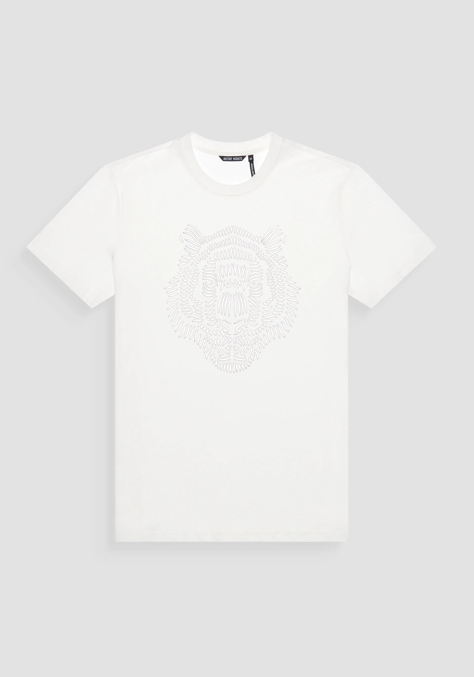Antony Morato - JAKARTA - REGULAR FIT 100% COTTON JERSEY T-SHIRT WITH REFLECTIVE TIGER PRINT AND LOGO ON THE BACK / Cream - MMKS02482-FA100240-1011