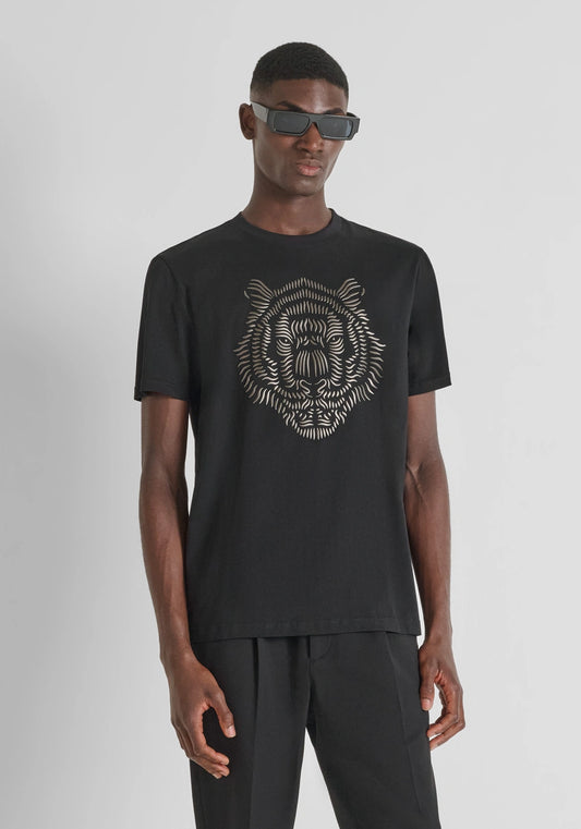 ANTONY MORATO - Regular Fit Tiger Print T-Shirt | Black - MMKS02566-FA100240-9000