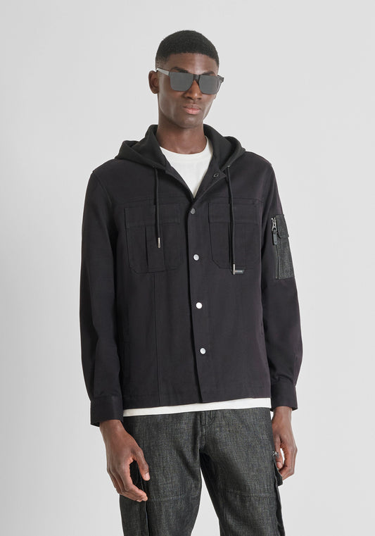 Antony Morato - Relaxed Fit Huston Hooded Overshirt | Black - MMTR00752-FA800191-9000