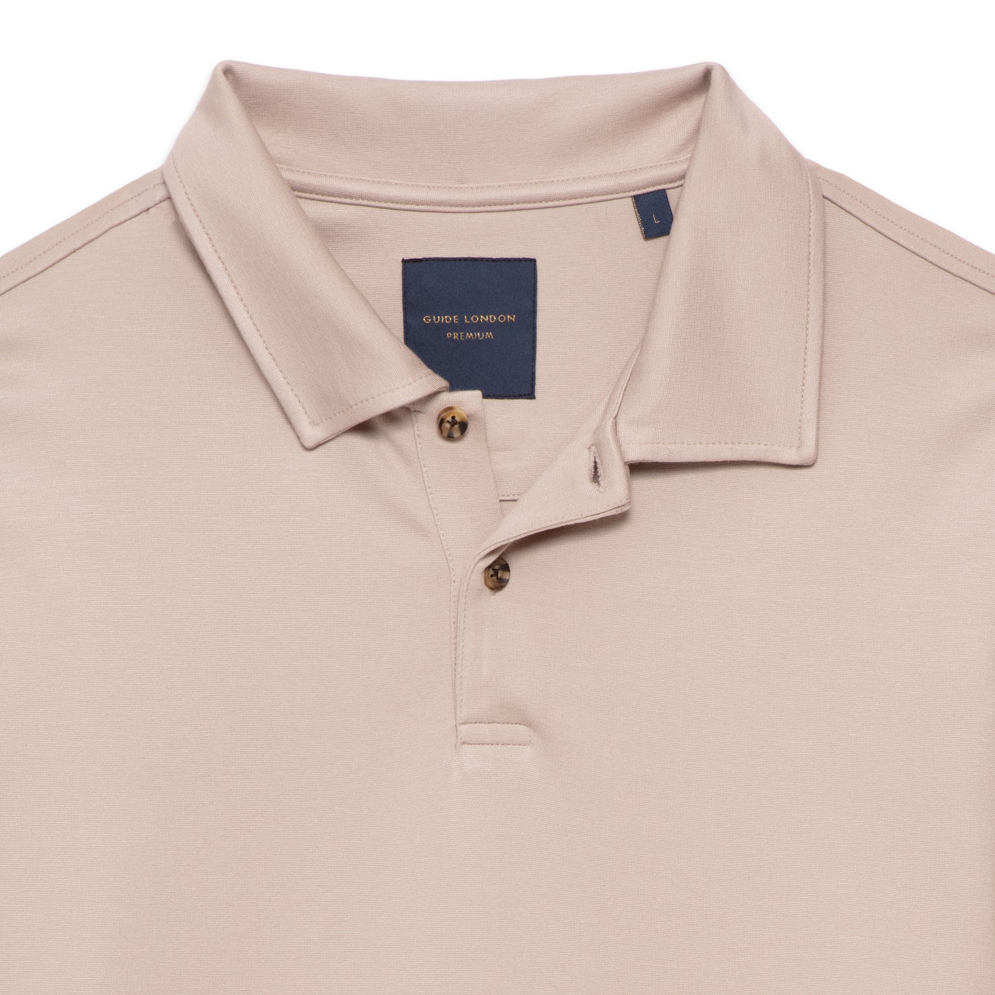 GUIDE London - Heavy Knitted Jersey Short Sleeve Polo | Stone - SJ5791
