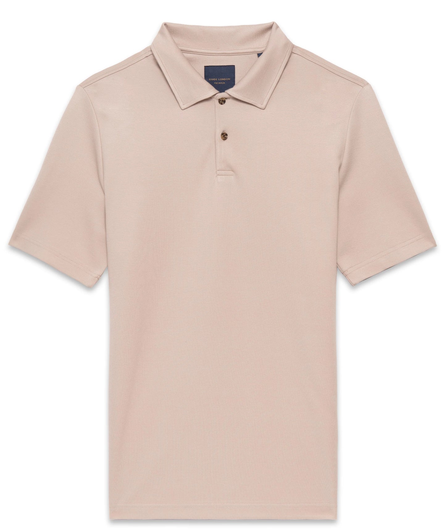 GUIDE London - Heavy Knitted Jersey Short Sleeve Polo | Stone - SJ5791