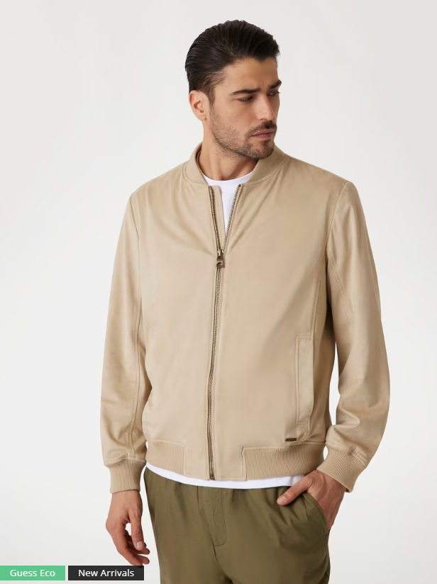 GUESS - Faux-Suede Bomber Jacket / Beige - M5GL57WHT752 - G1H1