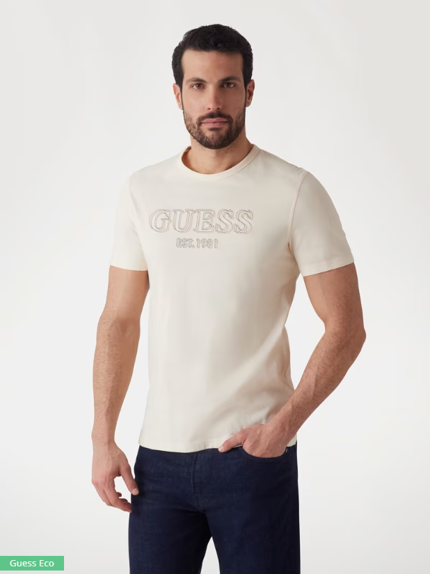 GUESS Front Logo Men T-Shirt / Ecru - M5GI0713Z14 - G047