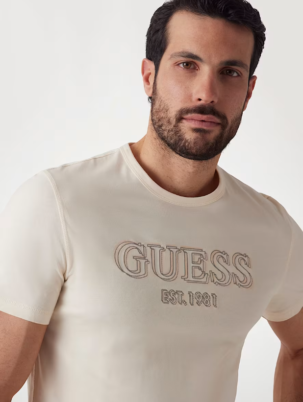 GUESS Front Logo Men T-Shirt / Ecru - M5GI0713Z14 - G047