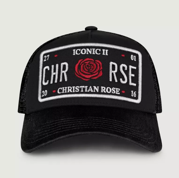 CHRISTIAN ROSE Red Rose Caps / Black / White / Red - CR019BWR