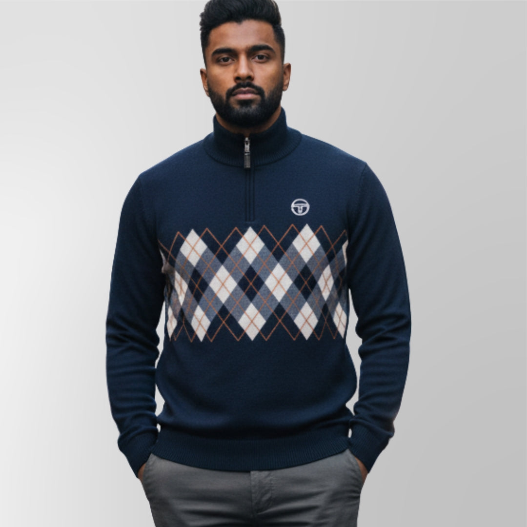 Sergio Tacchini - Sangro 1/4 Zip Knitted Jumoper| Maritime Blue/Vintage Indigo/Gardenia - STM21229-331