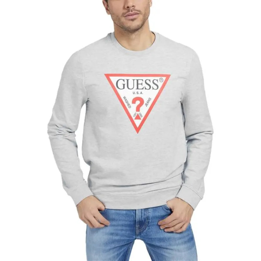 Guess Audley Classic Logo Crew Neck Sweatshirt Mist Grey M1RQ37K6ZS1 - H9C9