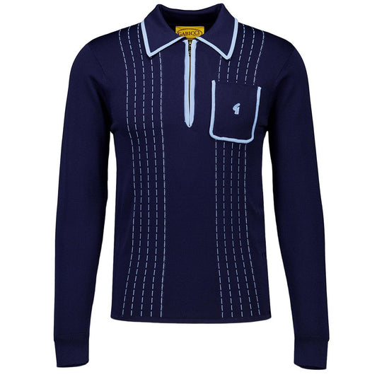 Gabicci - Darron - Archive Long Sleeve Knitted Polo | Navy - V55GM25