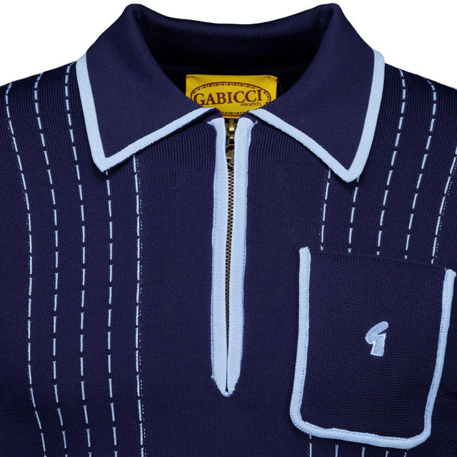 Gabicci - Darron - Archive Long Sleeve Knitted Polo | Navy - V55GM25