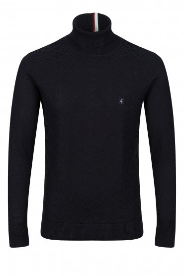 GABICCI Leonardo Roll Neck Knit Mens Sweater | Navy / Rosso / Mint / Cream - V49GM17
