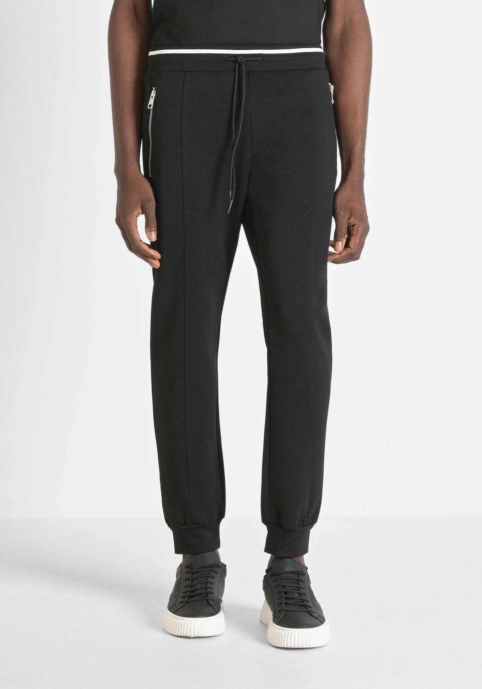 Antony Morato - JAKARTA SLIM-FIT COTTON TROUSERS WITH PRINTED LOGO / Black - MMFP00408-FA150178-9000