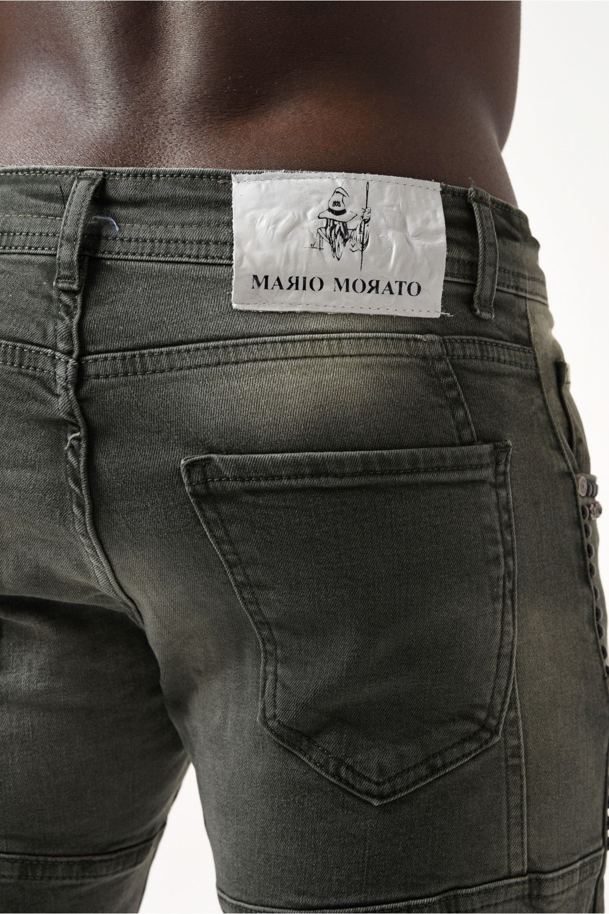 MARIO MORATO Men's Denim Trousers | Black Stone - Dark Green - 2639
