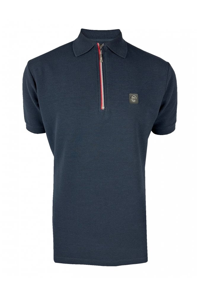 TROJAN Zip Polo / Navy - TR-8985