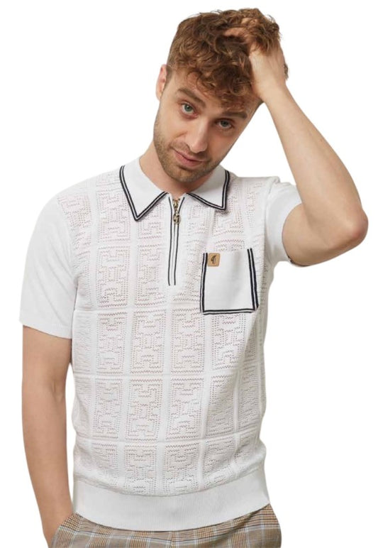 GABICCI Knitted Polo Shirt - Marr / White - V54GM06