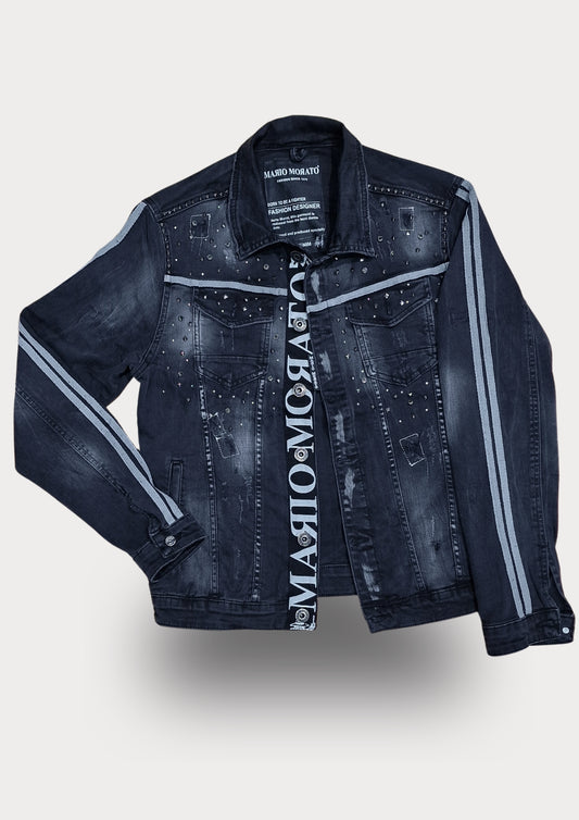 MARIO MORATO Denim Jacket - 2629-A - Dark Grey Studded